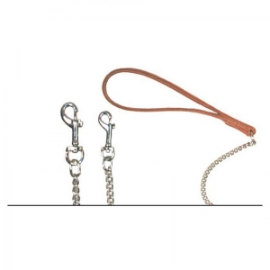 Beau Pets - Chain Lead with Leather Handle - Black