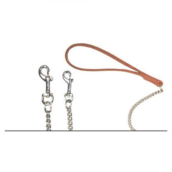 Beau Pets - Chain Lead with Leather Handle - Cognac