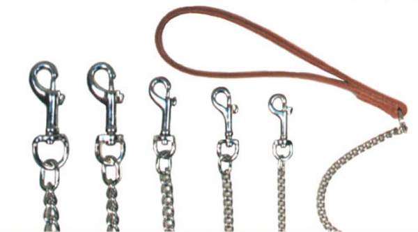 Beau Pets - Chain Lead with Leather Handle - Cognac - Image 2