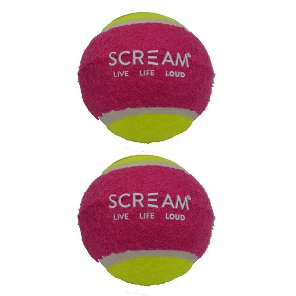 Scream - Tennis Ball - Loud Green & Pink - Medium - 2 Pack - Image 2