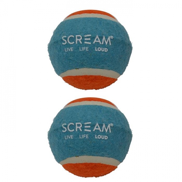 Scream - Tennis Ball - Loud Blue & Orange- Medium - 2 Pack - Image 2