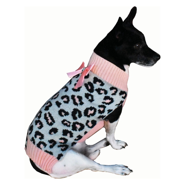 ZeeZ - Knitted Dog Sweater - Grey/Pink Leopard - Image 2