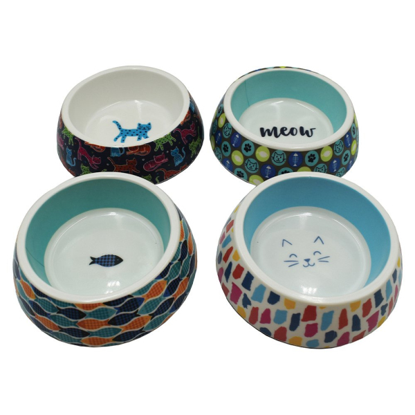 Simple Cat - Printed Melamine Double Wall - Assorted Cat Bowls - Image 2