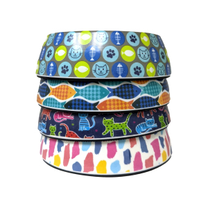 Simple Cat - Printed Melamine Double Wall - Assorted Cat Bowls