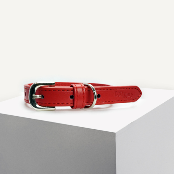 Dan & Sam - Dog Collar - Red Vegan Leather