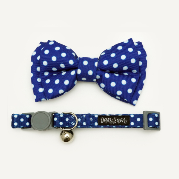 Dan & Sam - Cat Collar & Bowtie - Navy Dream
