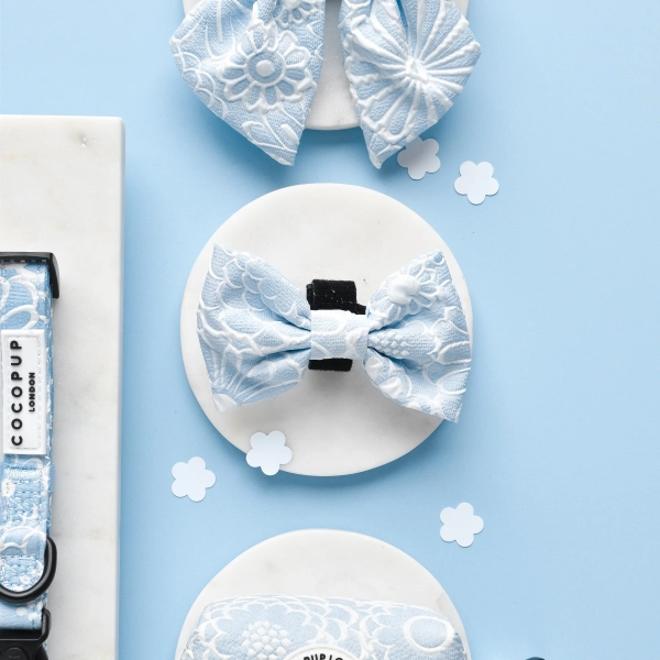 Cocopup London - LUXE Bow Tie - Baby Blue Flower - Image 2