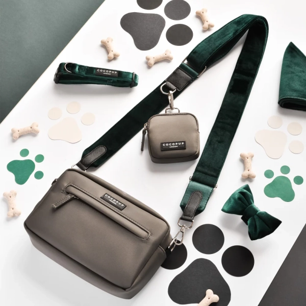 Cocopup London - Walking Bag Strap - Forest Green Velvet - Image 2